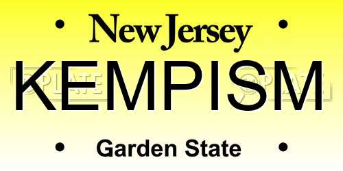 KEMPISM New Jersey License Plate