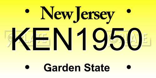 KEN1950 New Jersey License Plate