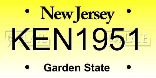 KEN1951 New Jersey License Plate