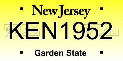 KEN1952 New Jersey License Plate