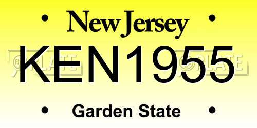 KEN1955 New Jersey License Plate
