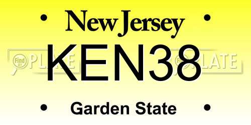 KEN38 New Jersey License Plate