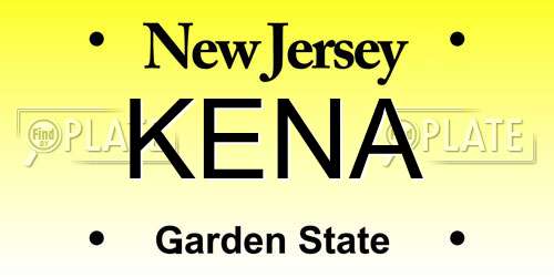 KENA New Jersey License Plate