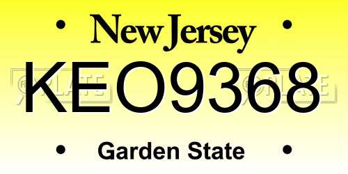 KEO9368 New Jersey License Plate