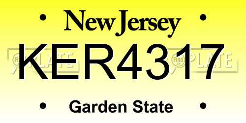 KER4317 New Jersey License Plate