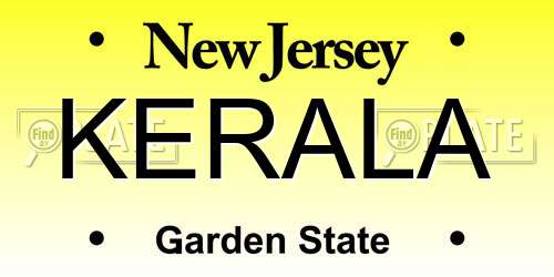 KERALA New Jersey License Plate