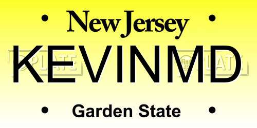 KEVINMD New Jersey License Plate