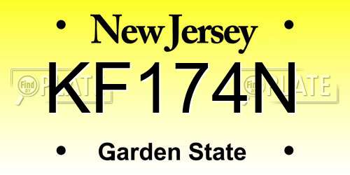 KF174N New Jersey License Plate