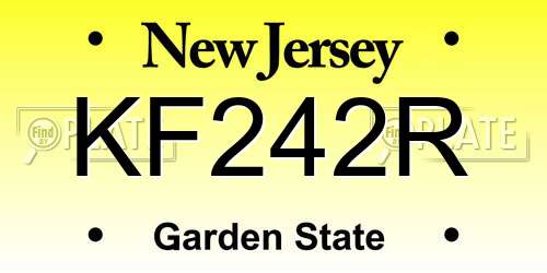 KF242R New Jersey License Plate