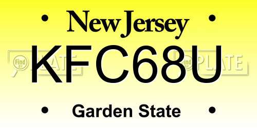 KFC68U New Jersey License Plate
