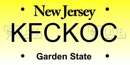 KFCKOC New Jersey License Plate