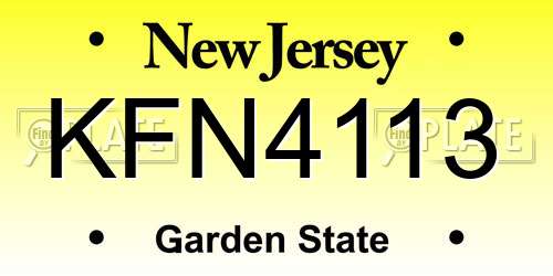 KFN4113 New Jersey License Plate