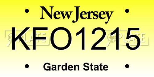 KFO1215 New Jersey License Plate