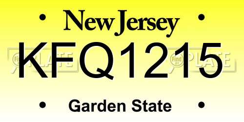 KFQ1215 New Jersey License Plate