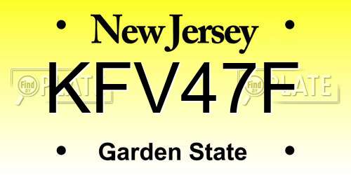 KFV47F New Jersey License Plate