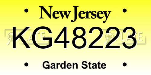 KG48223 New Jersey License Plate