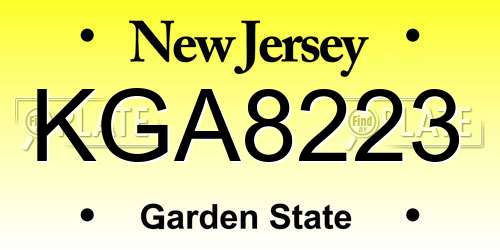 KGA8223 New Jersey License Plate