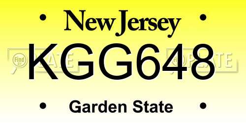 KGG648 New Jersey License Plate