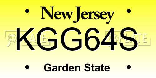KGG64S New Jersey License Plate