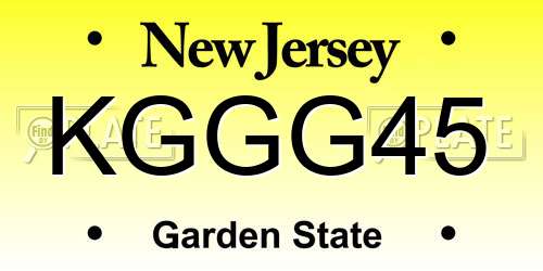 KGGG45 New Jersey License Plate