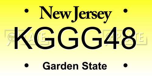 KGGG48 New Jersey License Plate