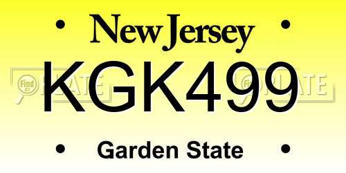 KGK499 New Jersey License Plate