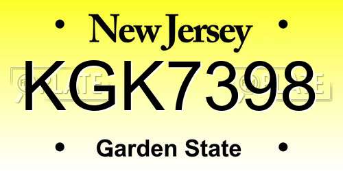 KGK7398 New Jersey License Plate