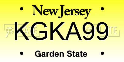 KGKA99 New Jersey License Plate