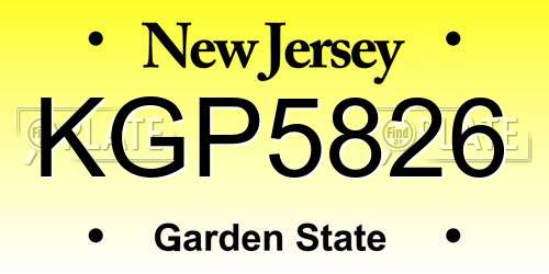 KGP5826 New Jersey License Plate