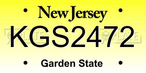KGS2472 New Jersey License Plate