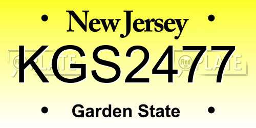 KGS2477 New Jersey License Plate