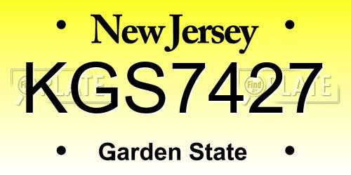 KGS7427 New Jersey License Plate