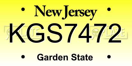 KGS7472 New Jersey License Plate