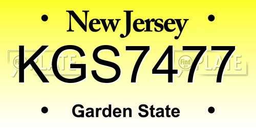 KGS7477 New Jersey License Plate