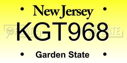 KGT968 New Jersey License Plate