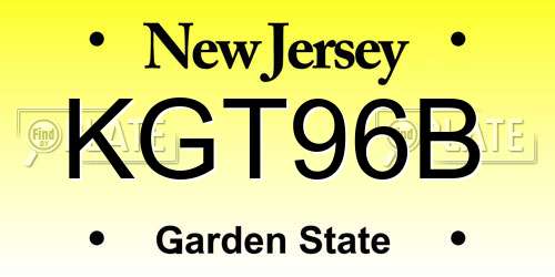 KGT96B New Jersey License Plate