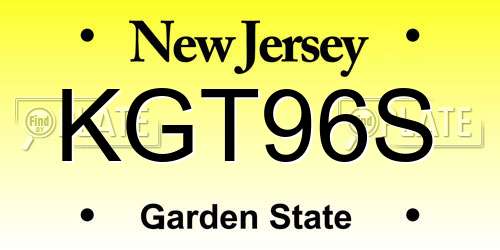 KGT96S New Jersey License Plate