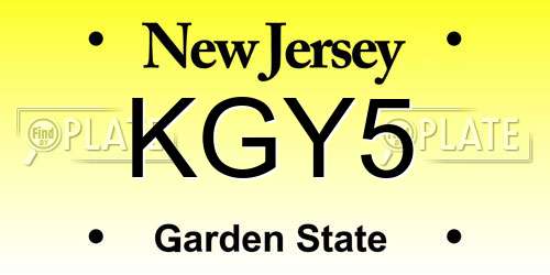 KGY5 New Jersey License Plate