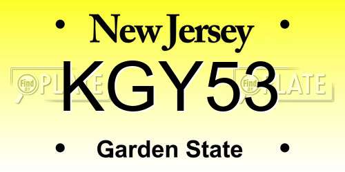 KGY53 New Jersey License Plate