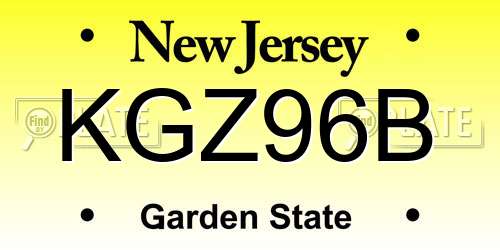 KGZ96B New Jersey License Plate