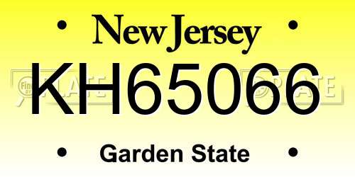 KH65066 New Jersey License Plate