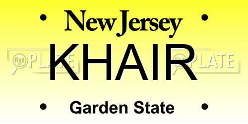 KHAIR New Jersey License Plate