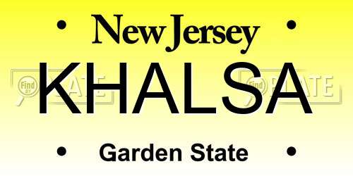 KHALSA New Jersey License Plate