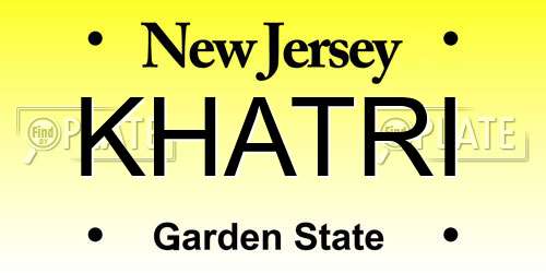 KHATRI New Jersey License Plate