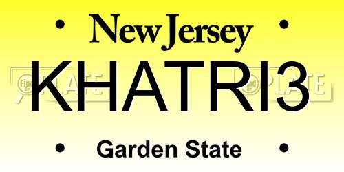 KHATRI3 New Jersey License Plate
