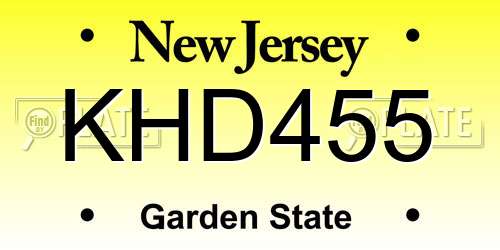 KHD455 New Jersey License Plate