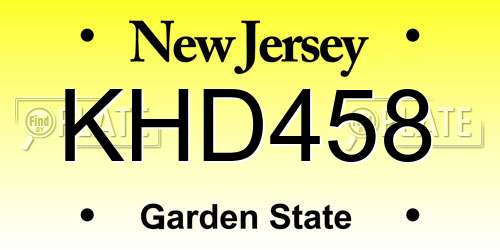 KHD458 New Jersey License Plate