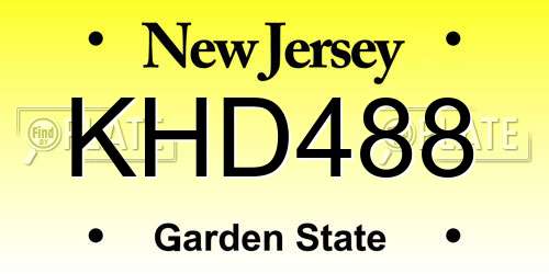 KHD488 New Jersey License Plate