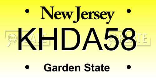 KHDA58 New Jersey License Plate