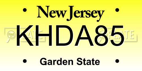 KHDA85 New Jersey License Plate